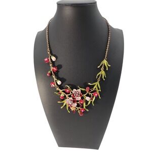 Vintage signed B&W Butler & Wilson rhinestone flowers floral‎ statement necklace